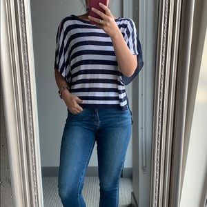Striped front cropped blouse